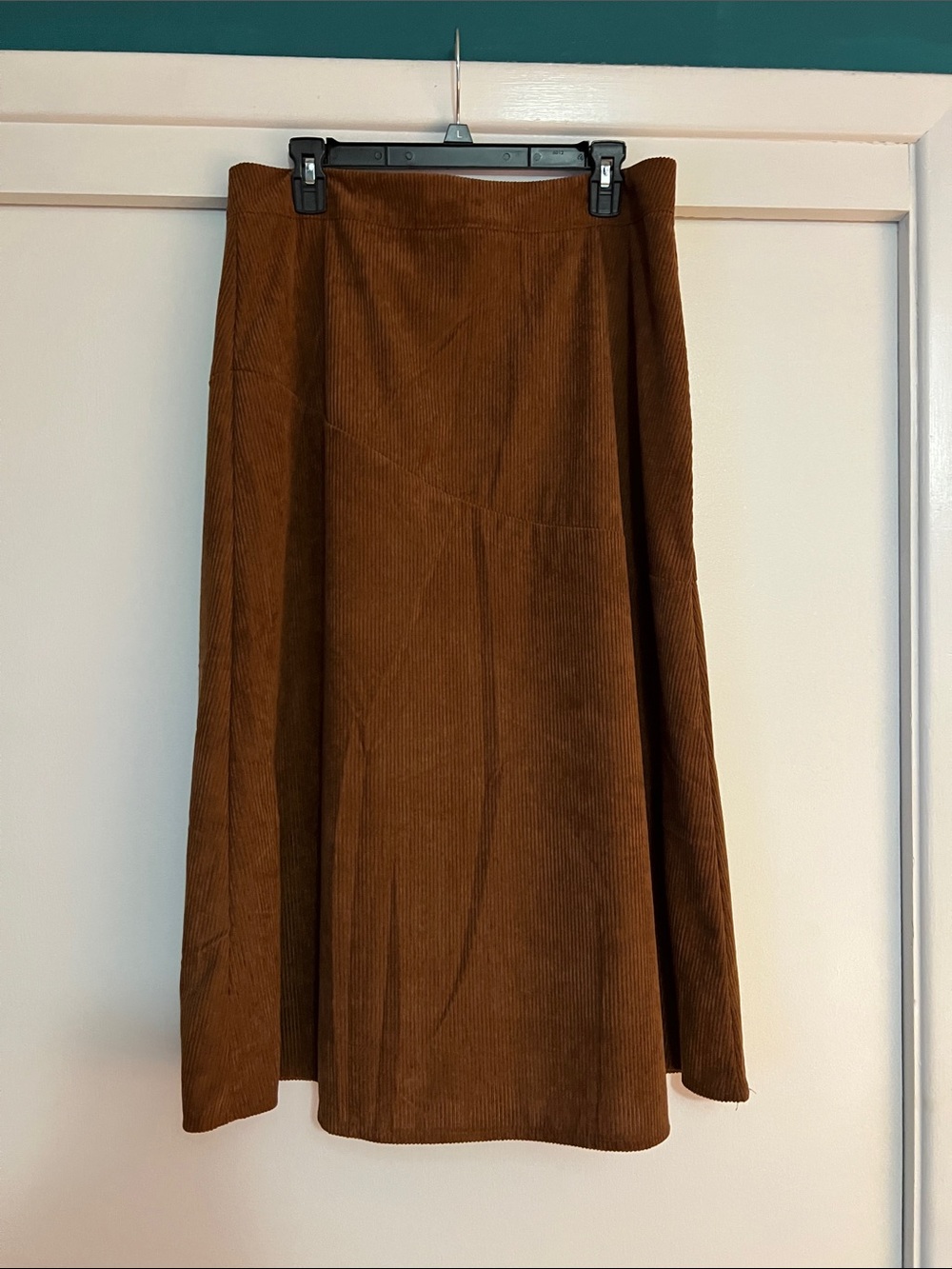 SHEIN Brown Corduroy A-Line Midi Skirt